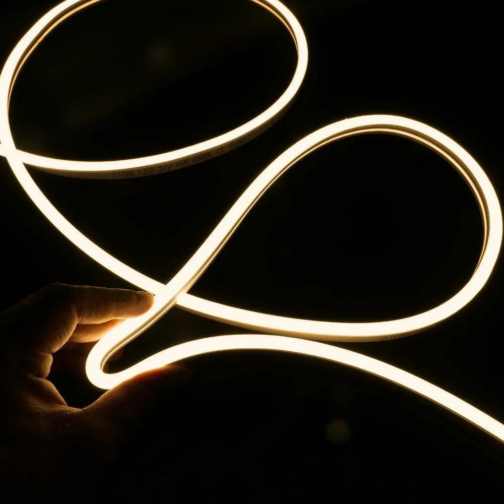Warm White LED Neon Flex 3000K 24V 6x12mm IP67 Waterproof 1cm Cut 15m | UK LED Lights